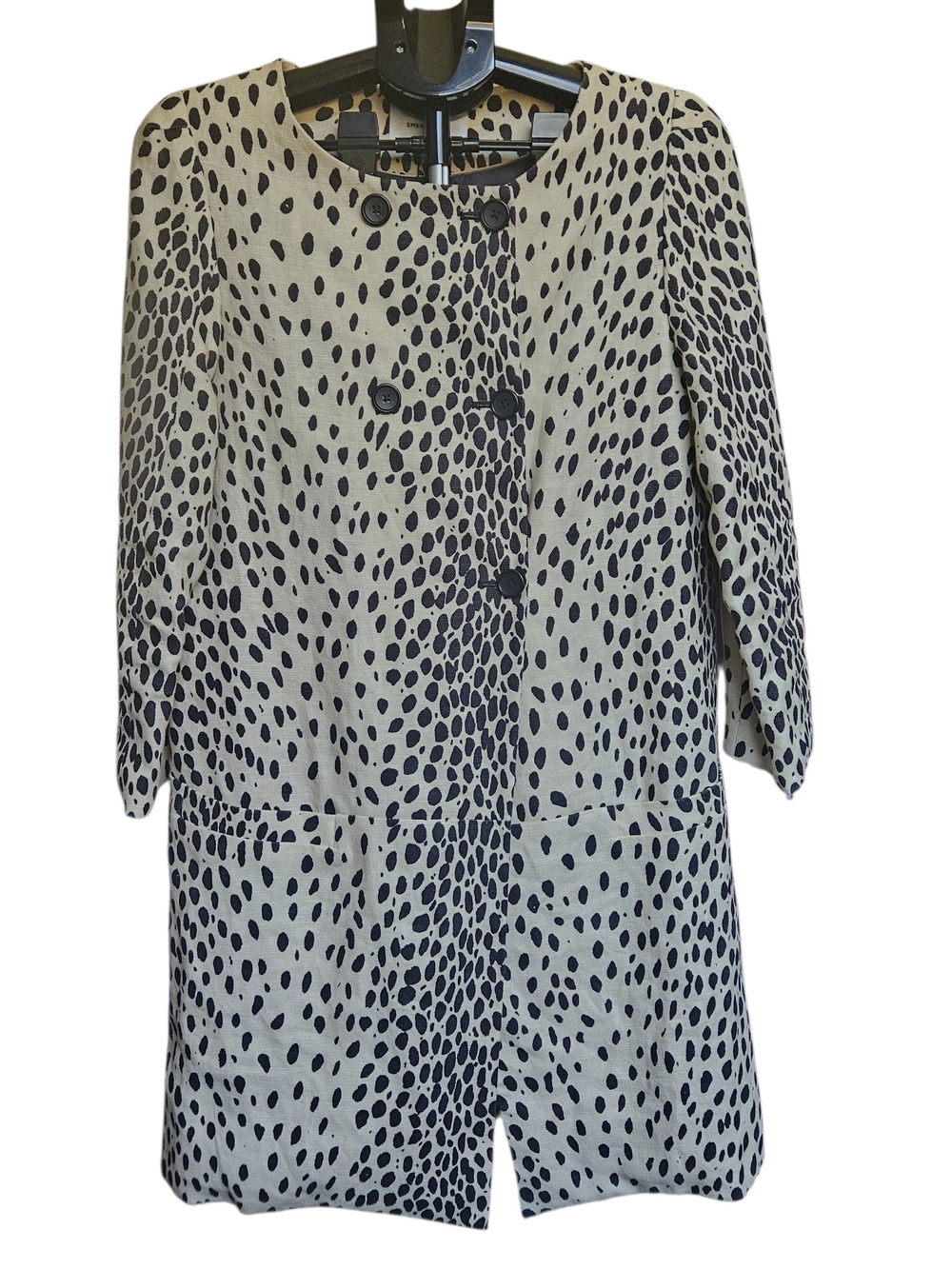 Emerson Fry Linen Leopard Print London Coat Size 8 - Picture 2 of 11